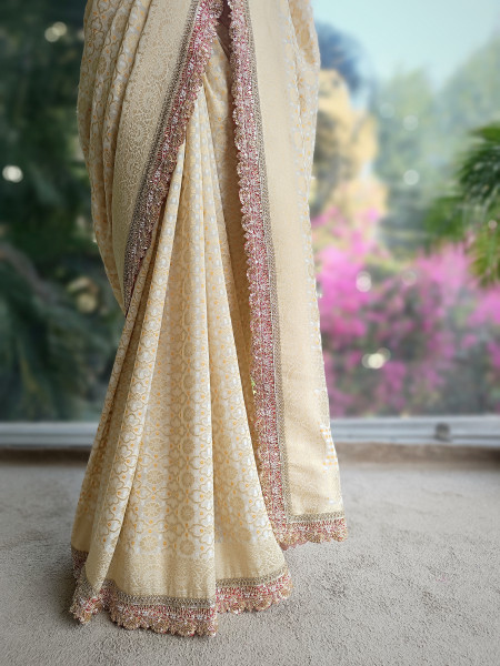 Rangini Cream border Weave Saree