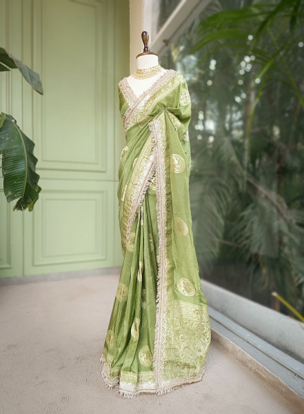 Green Heritage Zari Border Woven Saree