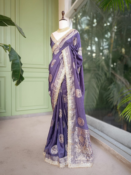Purple Heritage Zari Border Woven Saree