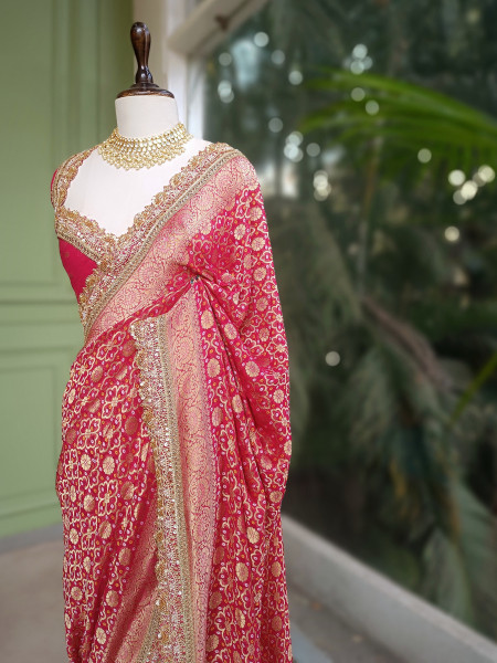 Rangini Red border Weave Saree