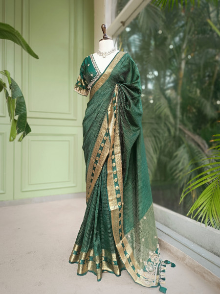 Rangika Green Saree with Statement Blouse
