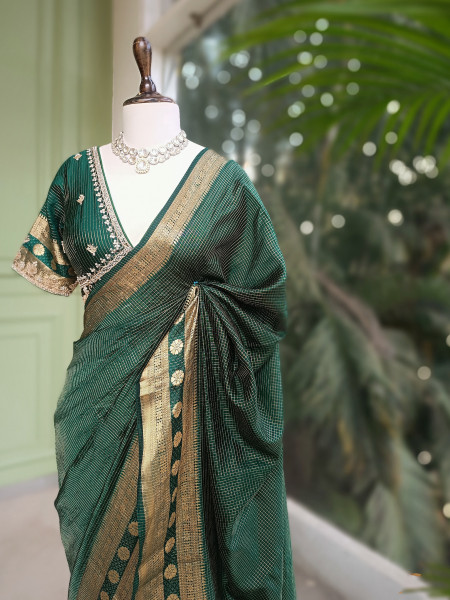Rangika Green Saree with Statement Blouse