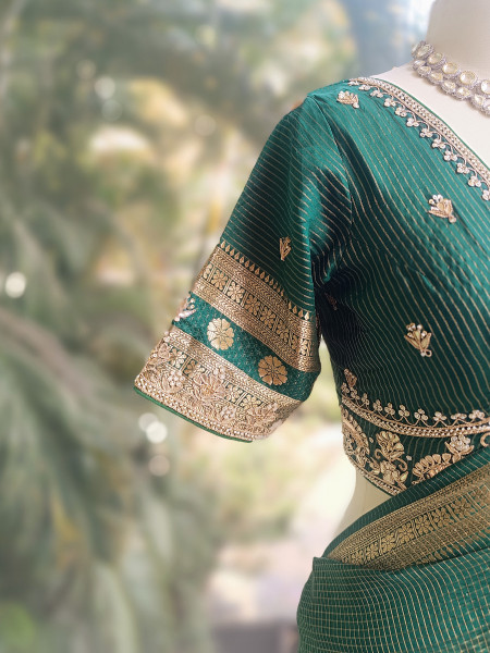 Rangika Green Saree with Statement Blouse
