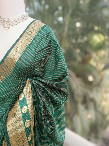 Rangika Green Saree with Statement Blouse