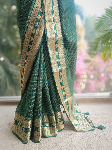 Rangika Green Saree with Statement Blouse