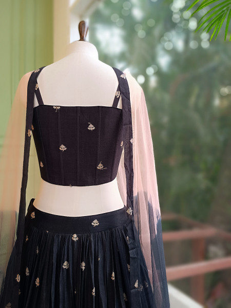 Rosabelle Black Floral Lehenga Set