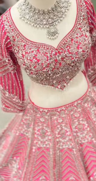Bairan Mirror and Bead Embroidered Bridal Lehenga