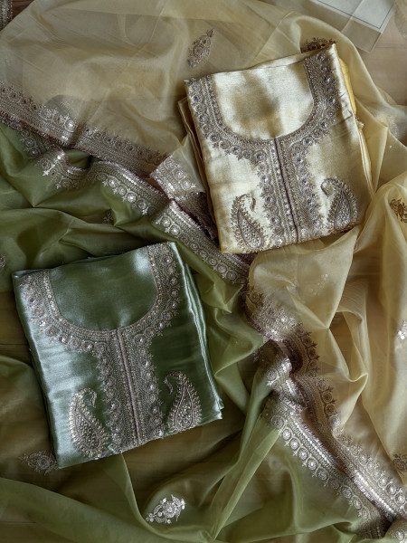 Aroha Yellow Paisley Dress Material