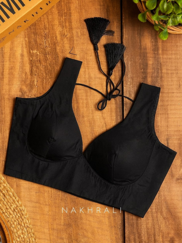 Image of Chandini Black Cotton Silk Blouse