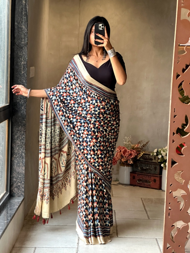 Image of RangRekha Multicolor Modal Saree with Printed Design