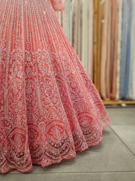 Chandani Pink Lehenga Set with Embroidery, Beads & Sequin Work