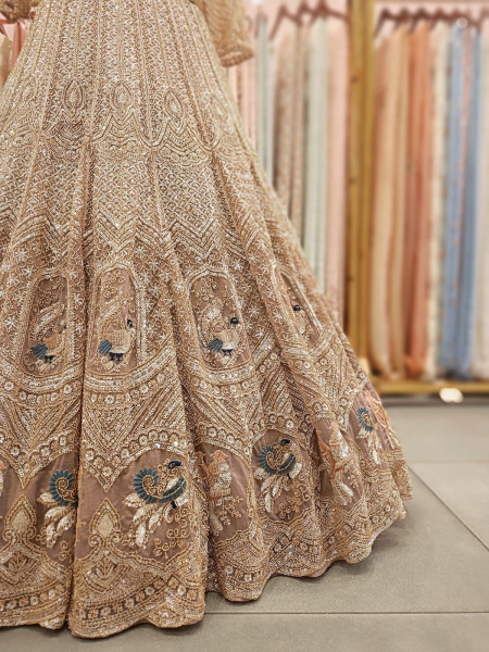 Vastra brown Net Lehenga with Cut Dana Sequin Bead Work