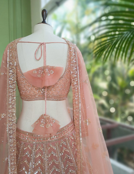 Zeenoora Pink Lehenga Set with Embroidery, Beads & Sequin Work