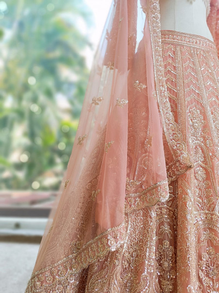 Zeenoora Pink Lehenga Set with Embroidery, Beads & Sequin Work