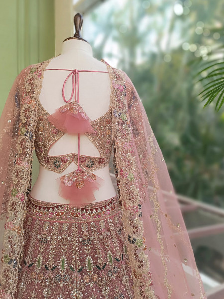 Gul-e-Bahar Pink Lehenga Set with Embroidery, Beads & Sequin Work