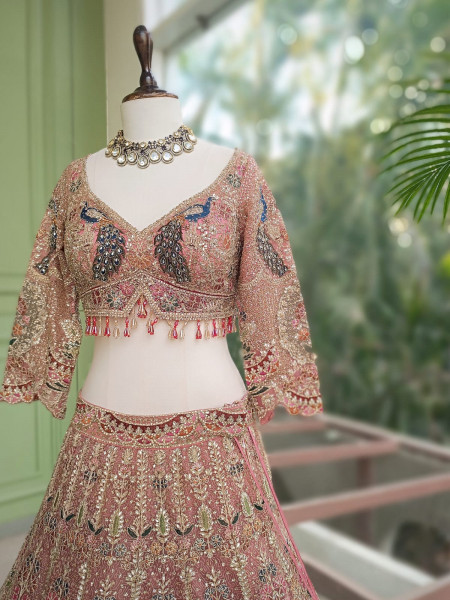 Gul-e-Bahar Pink Lehenga Set with Embroidery, Beads & Sequin Work