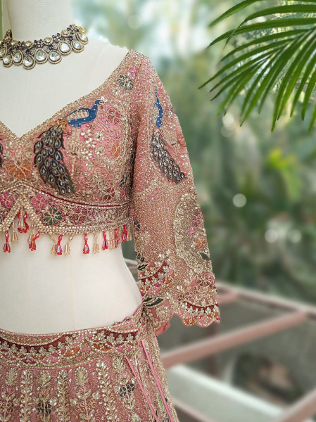 Gul-e-Bahar Pink Lehenga Set with Embroidery, Beads & Sequin Work