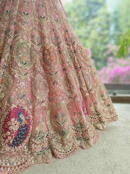 Gul-e-Bahar Pink Lehenga Set with Embroidery, Beads & Sequin Work