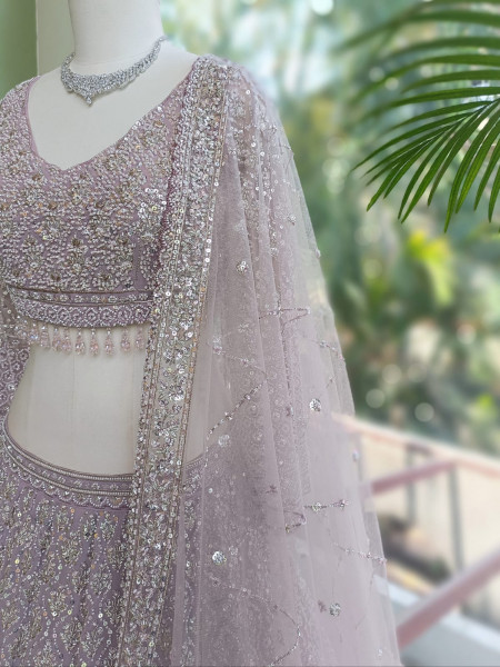 Dirgika Purple Lehenga Set with Embroidery and Sequin Work