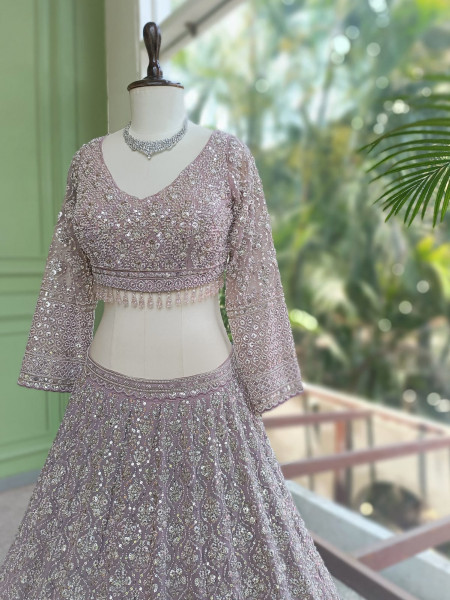 Dirgika Purple Lehenga Set with Embroidery and Sequin Work