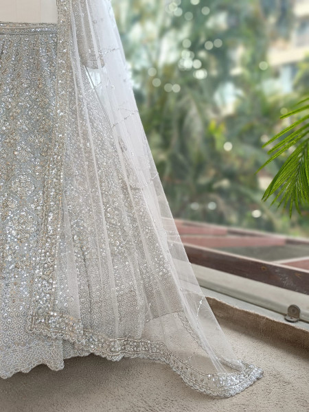 Dirgika Grey Lehenga Set with Embroidery and Sequin Work