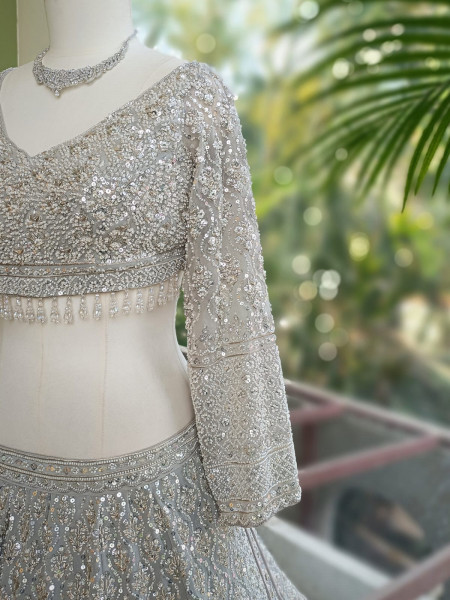 Dirgika Grey Lehenga Set with Embroidery and Sequin Work