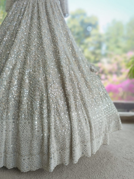 Dirgika Grey Lehenga Set with Embroidery and Sequin Work