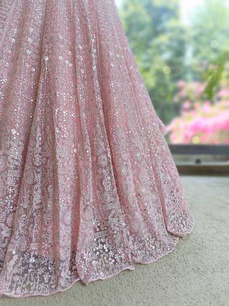 Gul-e-bahar Pink Lehenga Set with Heavy Embroidery