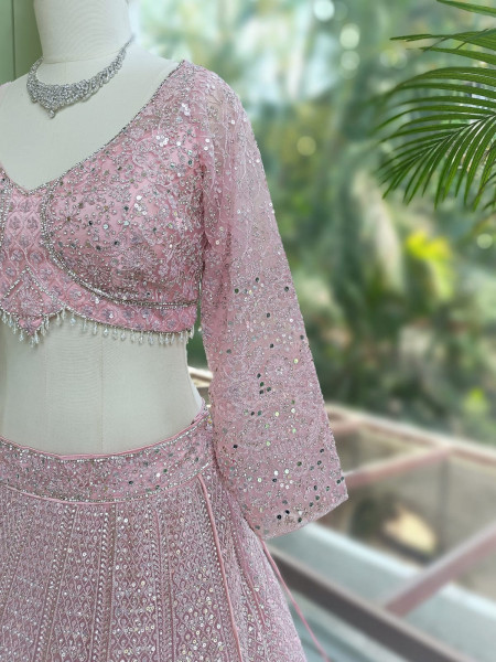 Gul-e-bahar Pink Lehenga Set with Heavy Embroidery