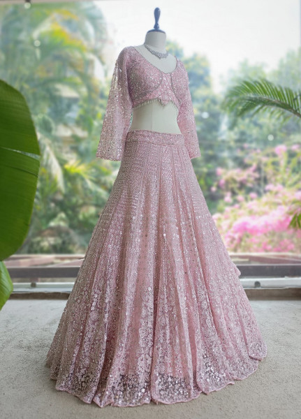 Gul-e-bahar Pink Lehenga Set with Heavy Embroidery