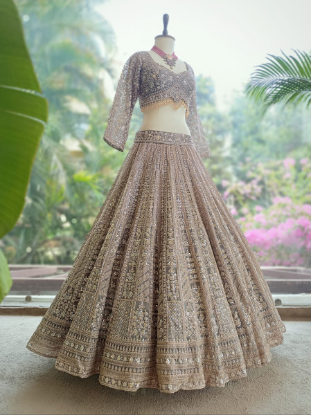 Rajrang Green Embroidered Lehenga Set with Sequin Work