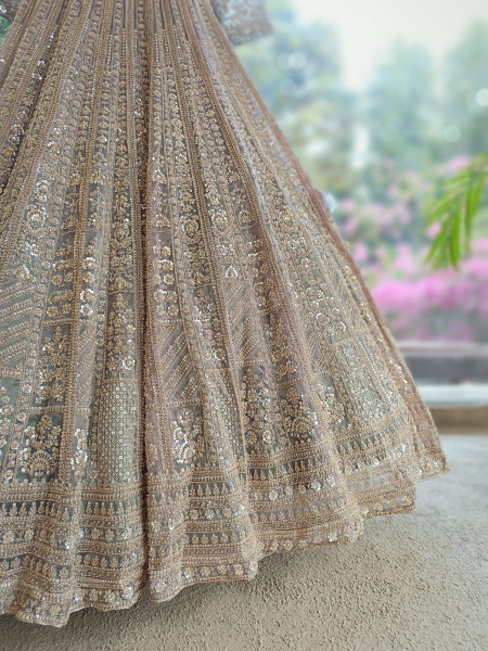 Rajrang Green Embroidered Lehenga Set with Sequin Work