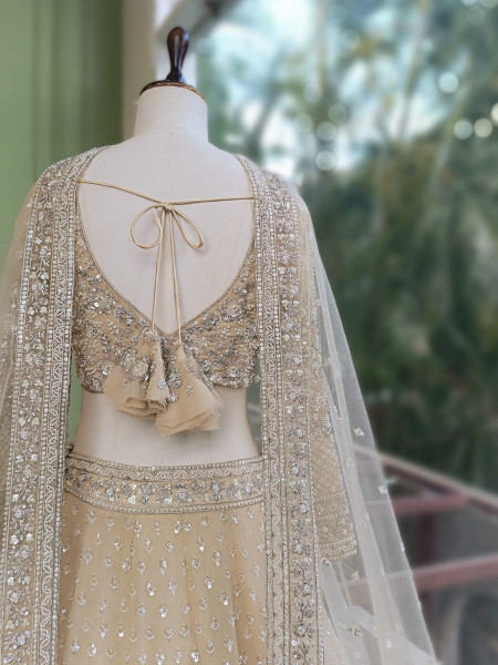Neerja Cream Lehenga Set with Cut Dana & Sequin Work