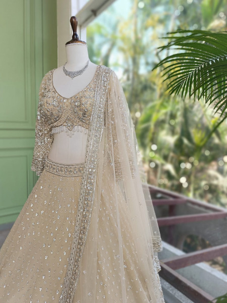 Neerja Cream Lehenga Set with Cut Dana & Sequin Work
