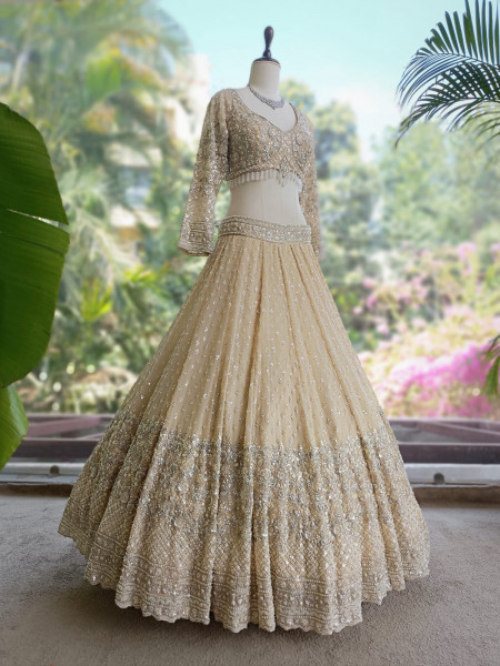 Neerja Cream Lehenga Set with Cut Dana & Sequin Work