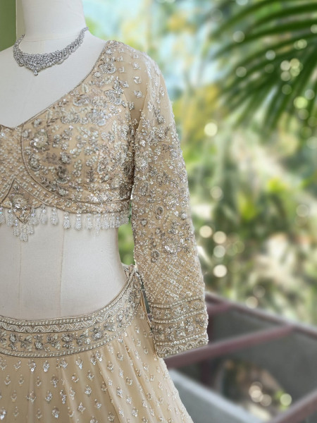 Neerja Cream Lehenga Set with Cut Dana & Sequin Work