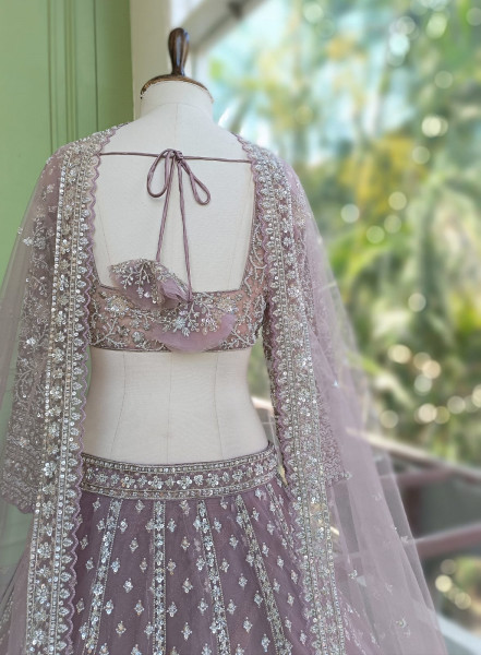 Nirvax Purple Lehenga Set with Cut Dana & Sequin Work