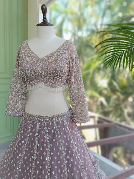 Nirvax Purple Lehenga Set with Cut Dana & Sequin Work