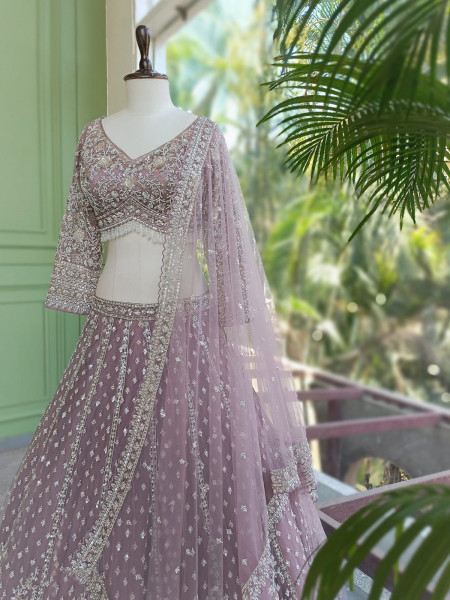 Nirvax Purple Lehenga Set with Cut Dana & Sequin Work