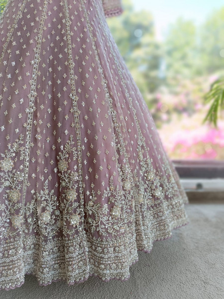 Nirvax Purple Lehenga Set with Cut Dana & Sequin Work