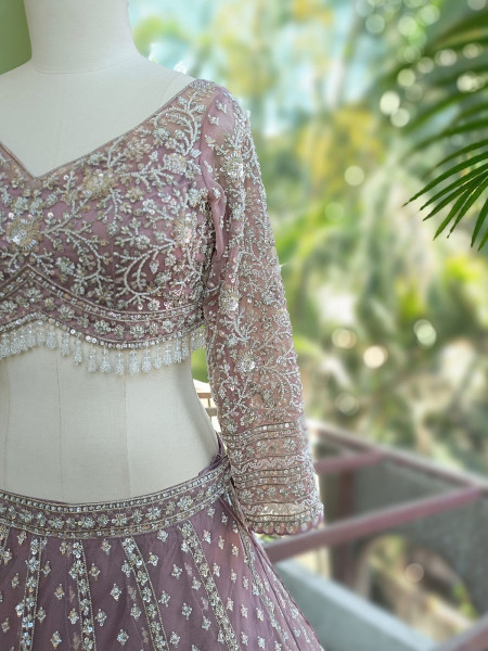 Nirvax Purple Lehenga Set with Cut Dana & Sequin Work