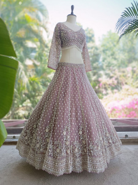 Nirvax Purple Lehenga Set with Cut Dana & Sequin Work