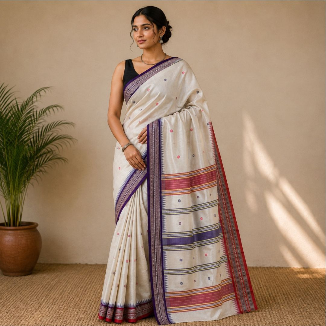 Rare Design Vidarbha Karvati Kinnar Tussar Silk Saree