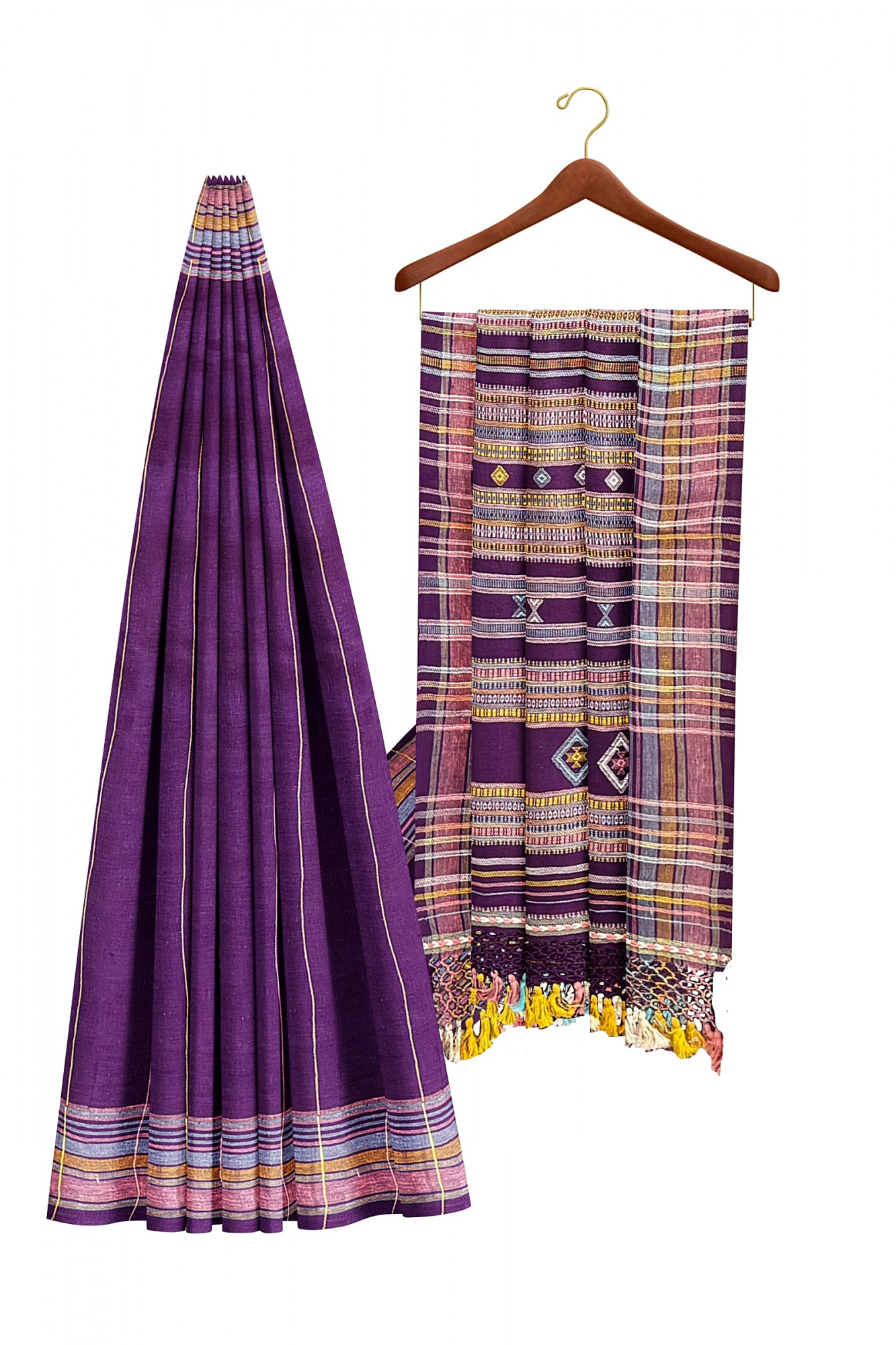 Purple Kala Cotton Bhujodi Handloom Saree