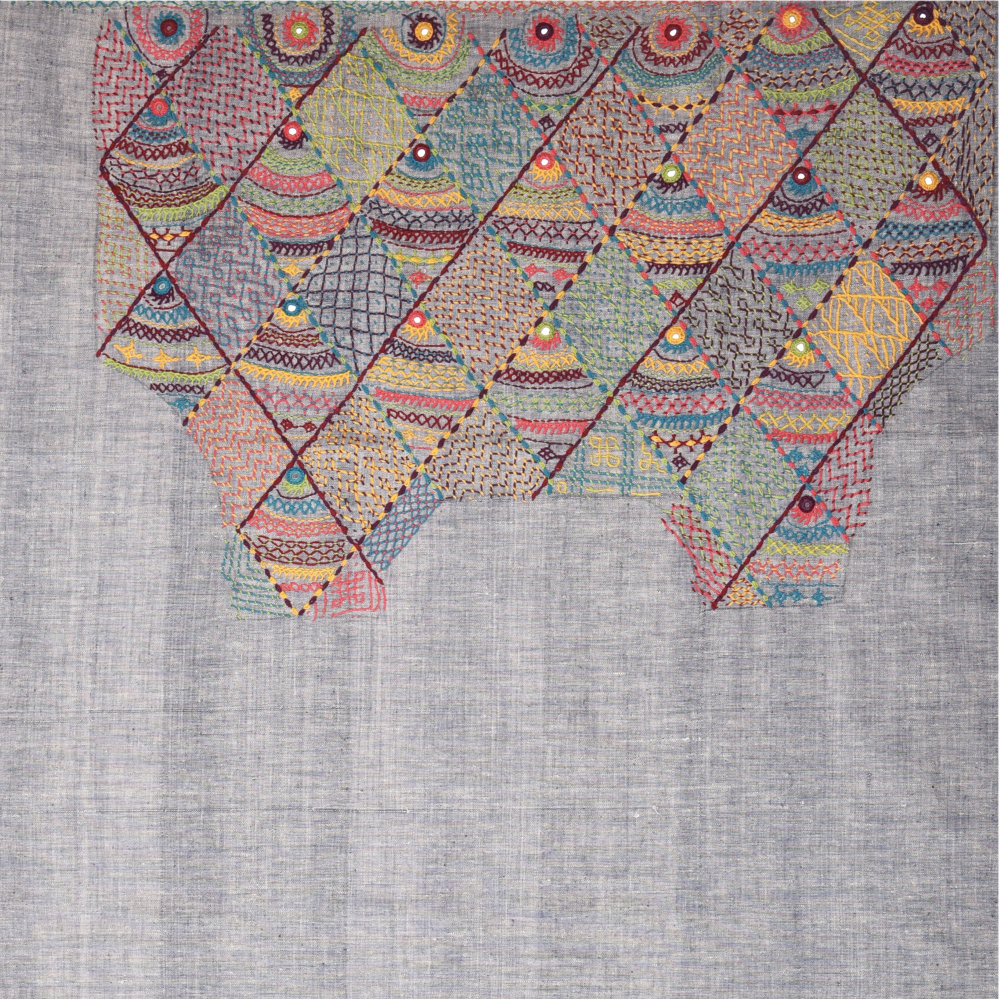 Intricately Hand Crafted Fashionable Traditional Designer Lambani Embroidery Thick Cotton Blouse Piece