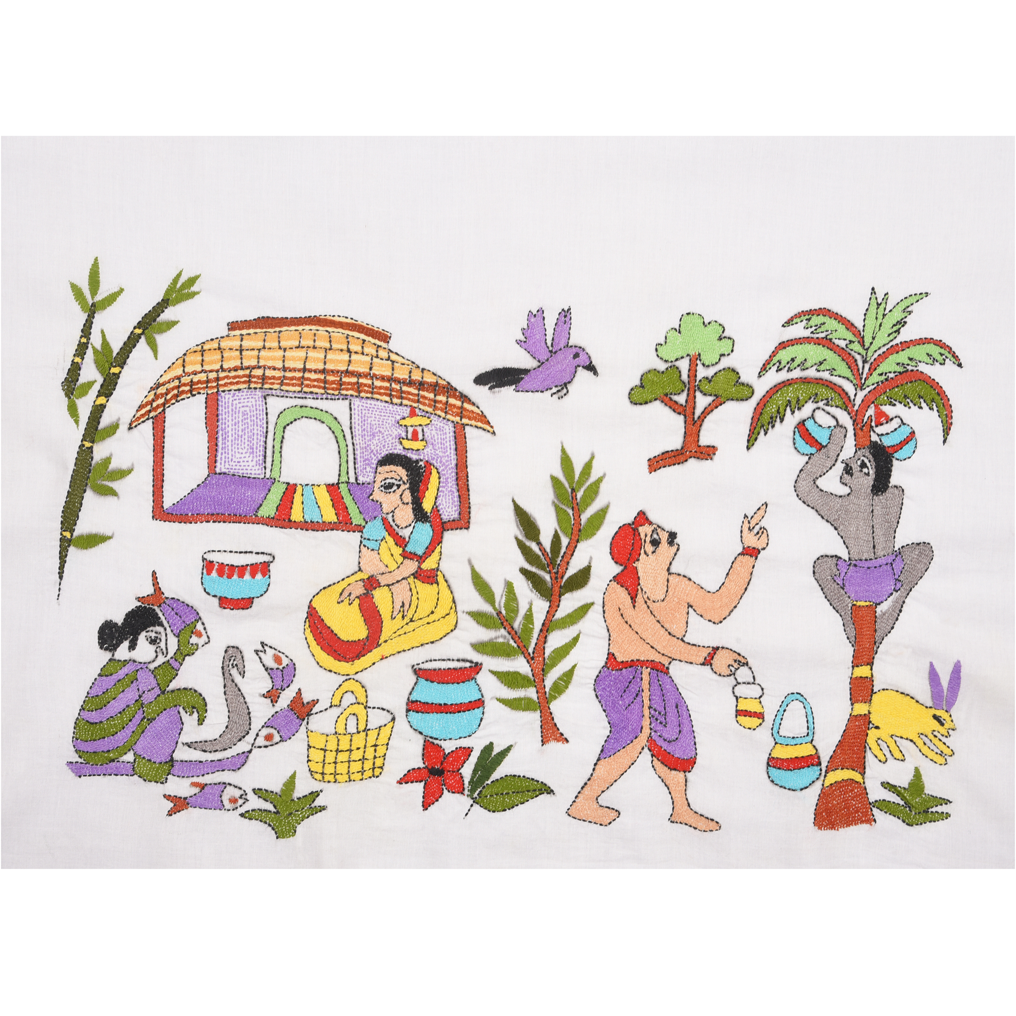 Intricately Hand Crafted Fashionable Designer Kantha Embroidered Cotton Blouse Piece