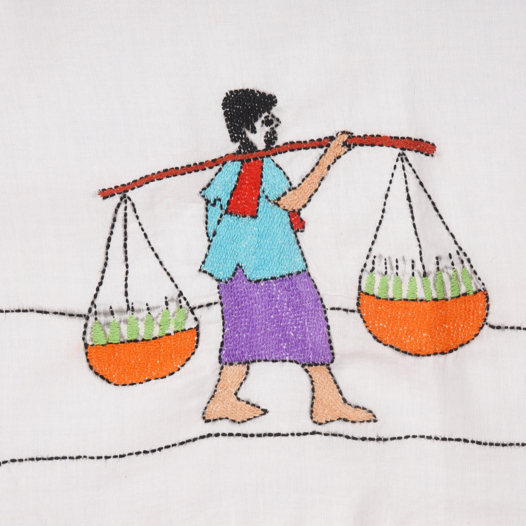Intricately Hand Crafted Fashionable Designer Kantha Embroidered Cotton Blouse Piece
