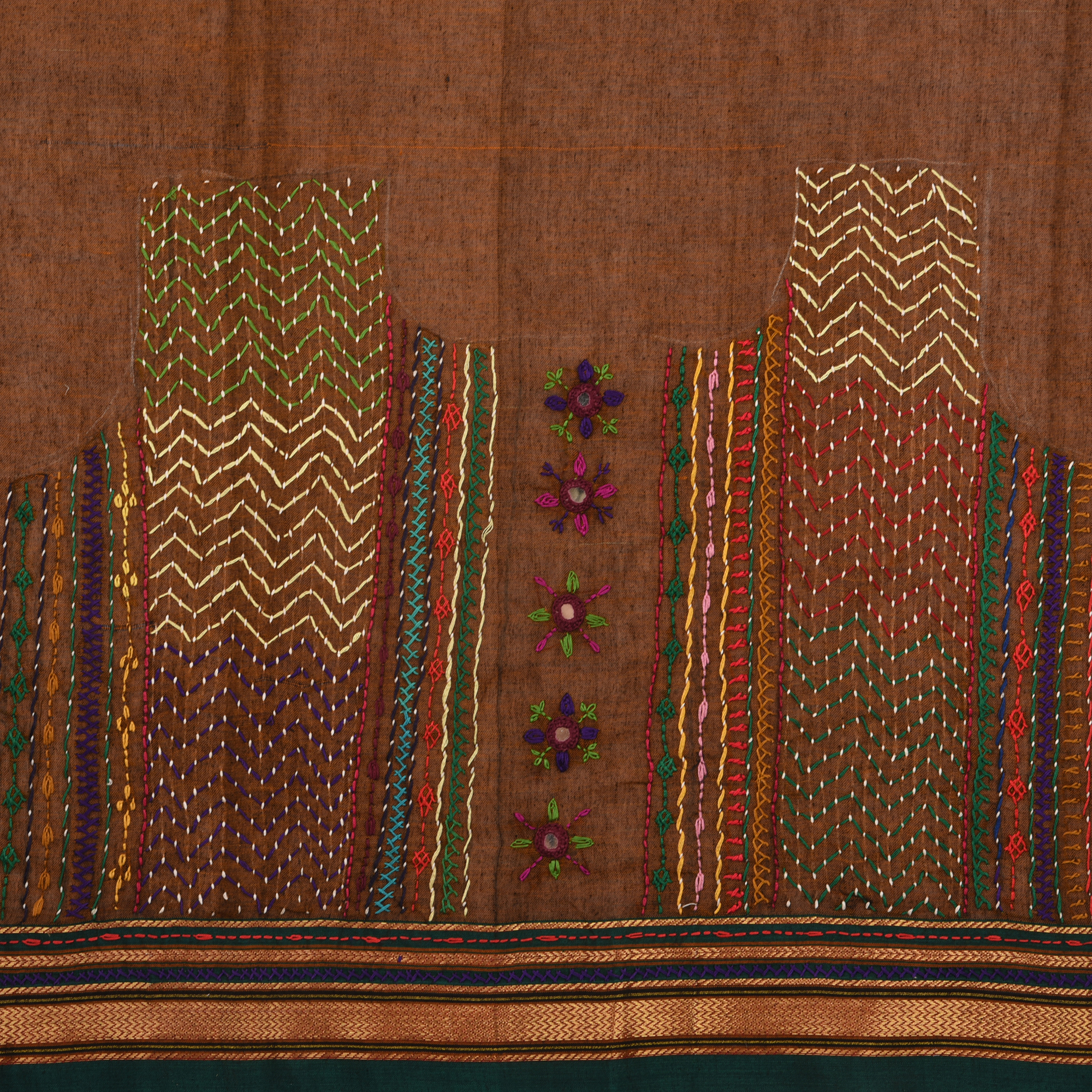 Intricately Hand Crafted Fashionable Designer Lambani Hand Embroidered Cotton Blouse Piece