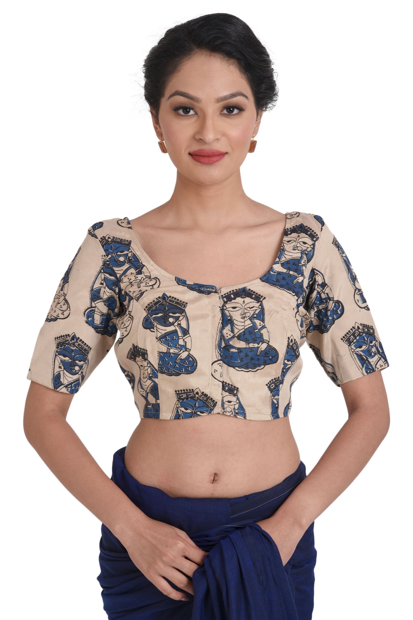 Organic Block Print Kalamkari Silk Blouse