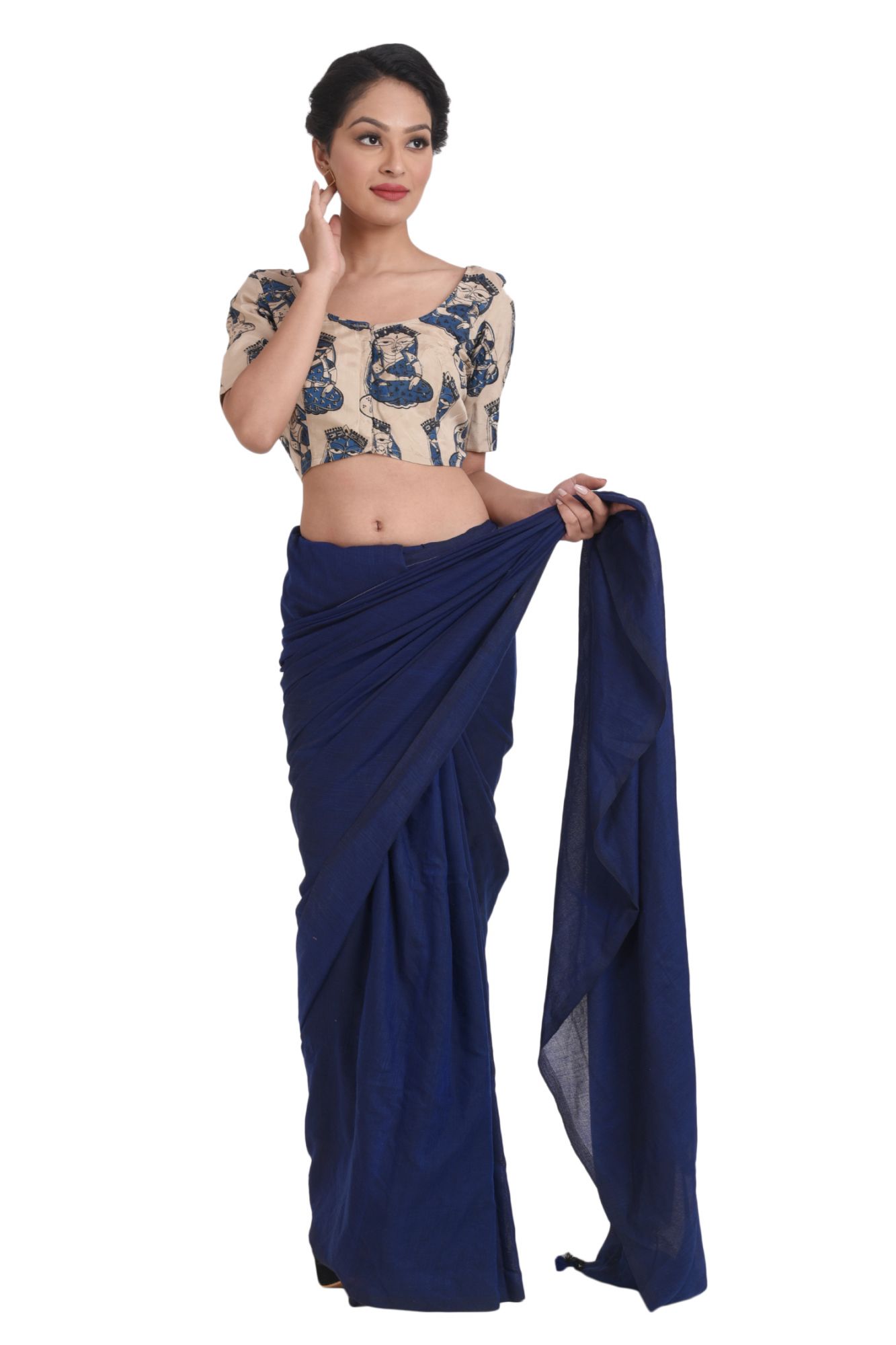 Organic Block Print Kalamkari Silk Blouse